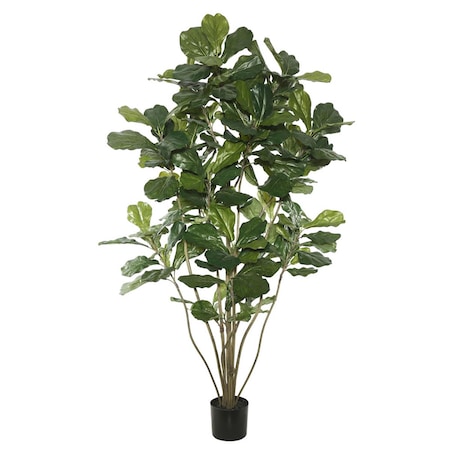 Vickerman 6 in. Potted Fiddle Tree with 204 Leaves, Green TB170472